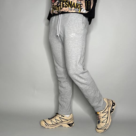 Nike Sweatpants Grey Cotton Joggers White Swoosh